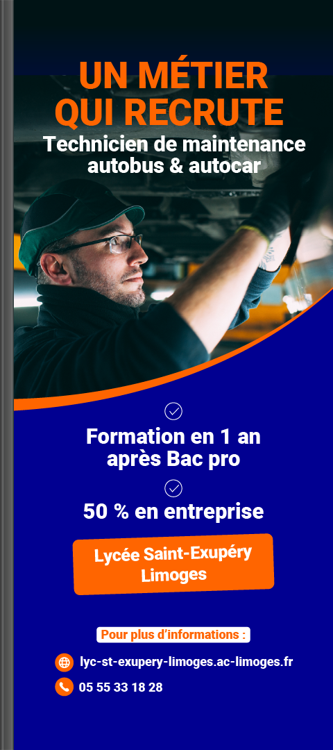 Visuel UTPF « Un métier qui recrute » pour la formation MS2A de Limoges, diffusé sur les écrans Média Jeunes