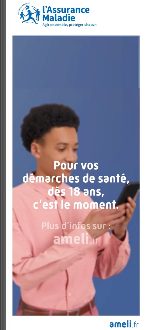 Spot de la CPAM de Saône-et-Loire sur l’application Compte ameli, diffusé sur les écrans Média Jeunes